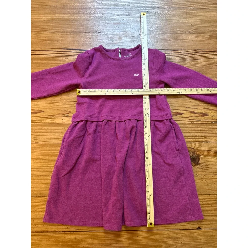 Vineyard Vines Dress‎ Girls Purple Long Sleeve Pique Knit Whale SIZE M (12-14)